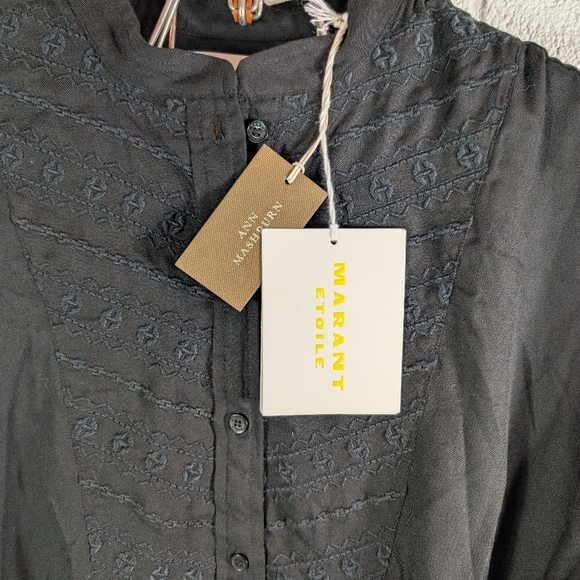 Isabel Marant Etoile Dress Womens 38 Black Bilboa Embroidered Tunic Minimal - Picture 5 of 10